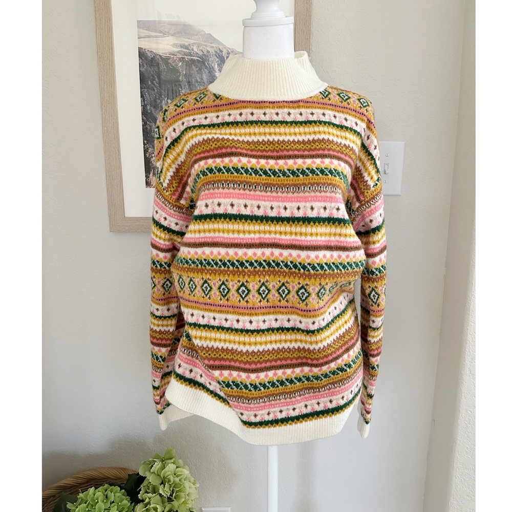Talbots Fair Isle Mockneck Pullover Sweater